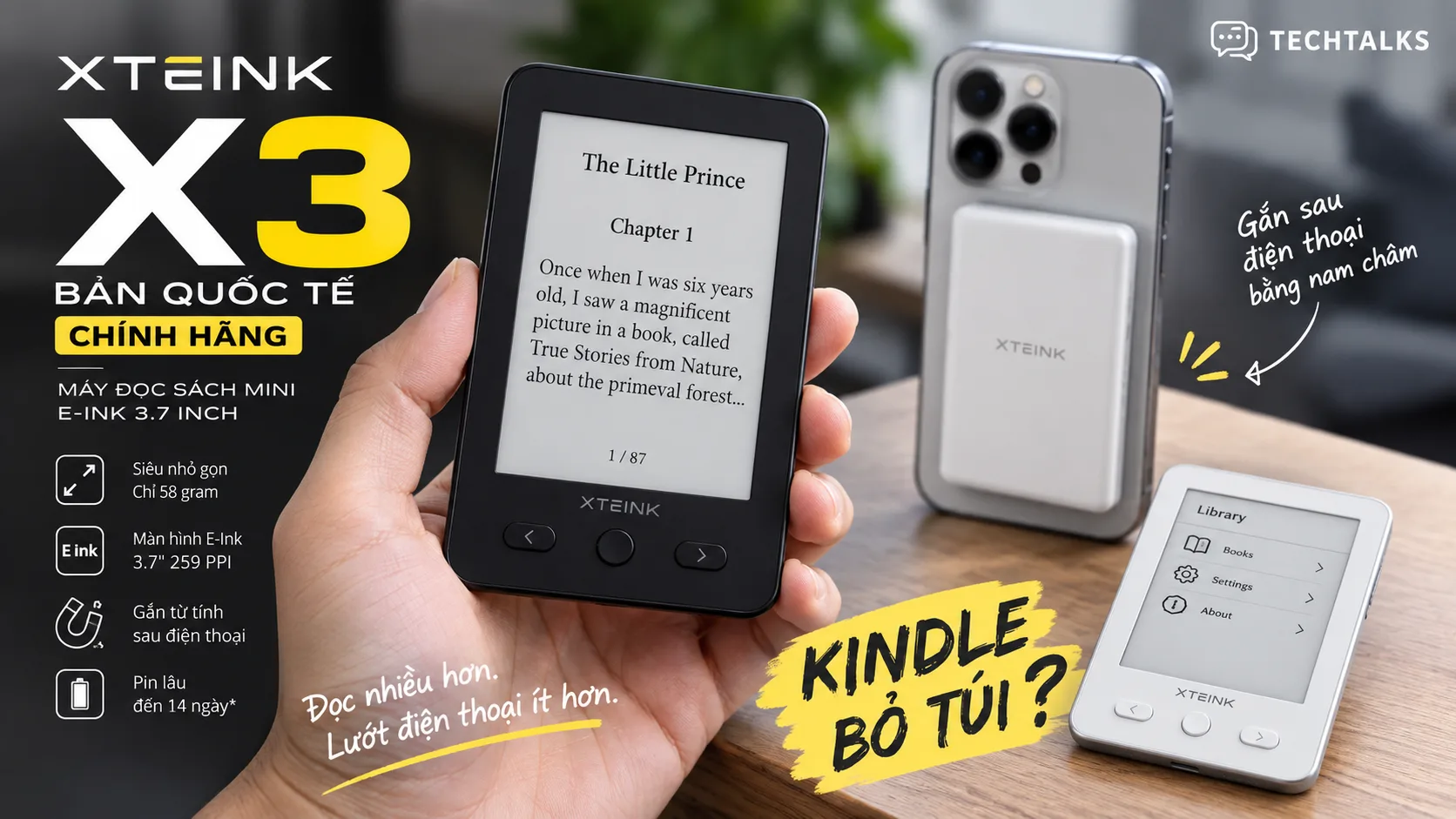 Review XTEINK X3: Máy đọc sách E-Ink 3.7 inch nhỏ gọn, có đáng mua?